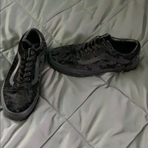 Vans old skool black crushed velvet mono sz 10